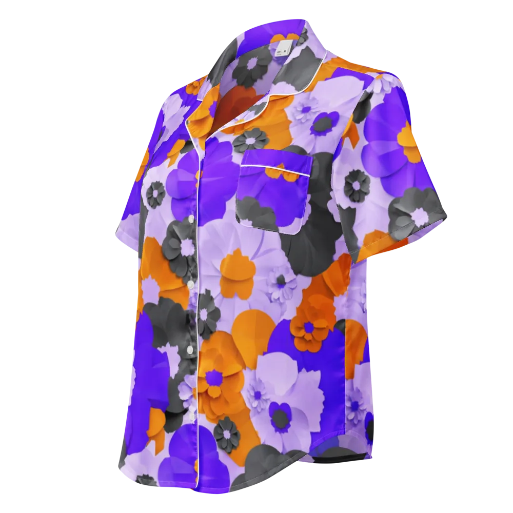 Ember Petals on Women's Short Sleeve Pajama Top — Left Front