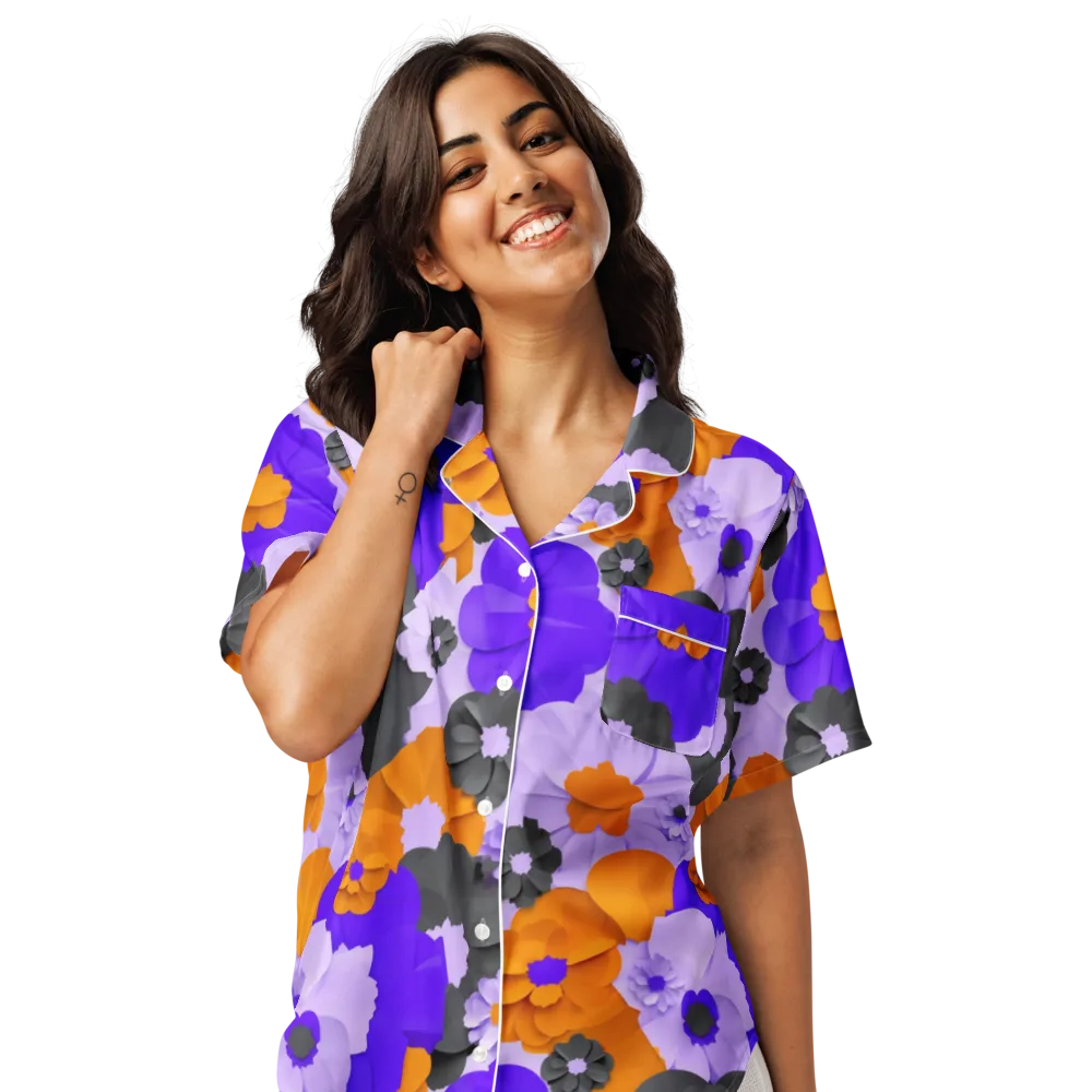 Ember Petals on Women's Short Sleeve Pajama Top — Front