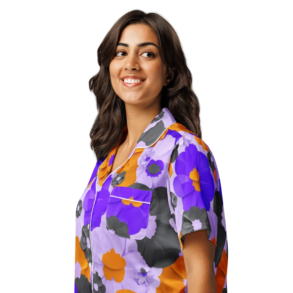 Ember Petals on Women's Short Sleeve Pajama Top — Left Front