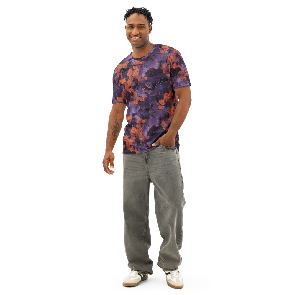 Burnt Violet Bloom on Men's Cotton Crew Neck T-Shirt — Front