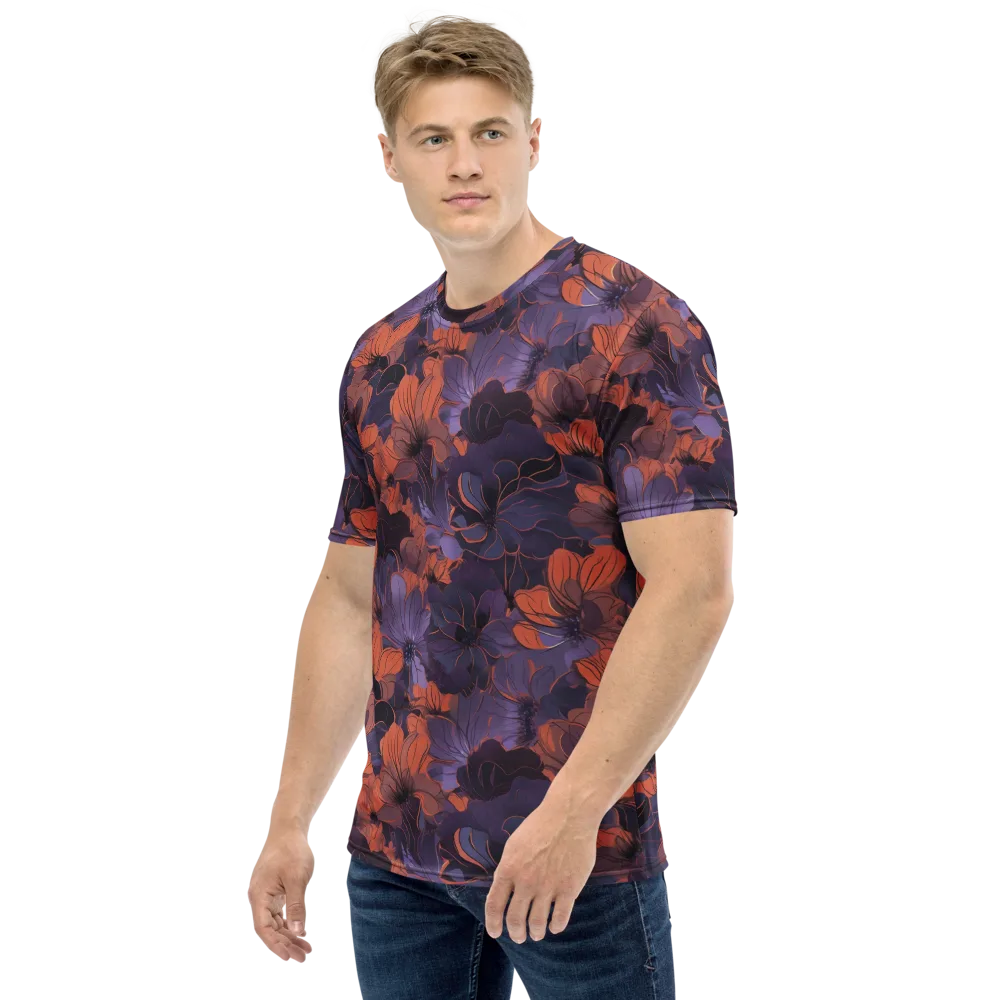 Burnt Violet Bloom on Men's Crew Neck T-Shirt — Left