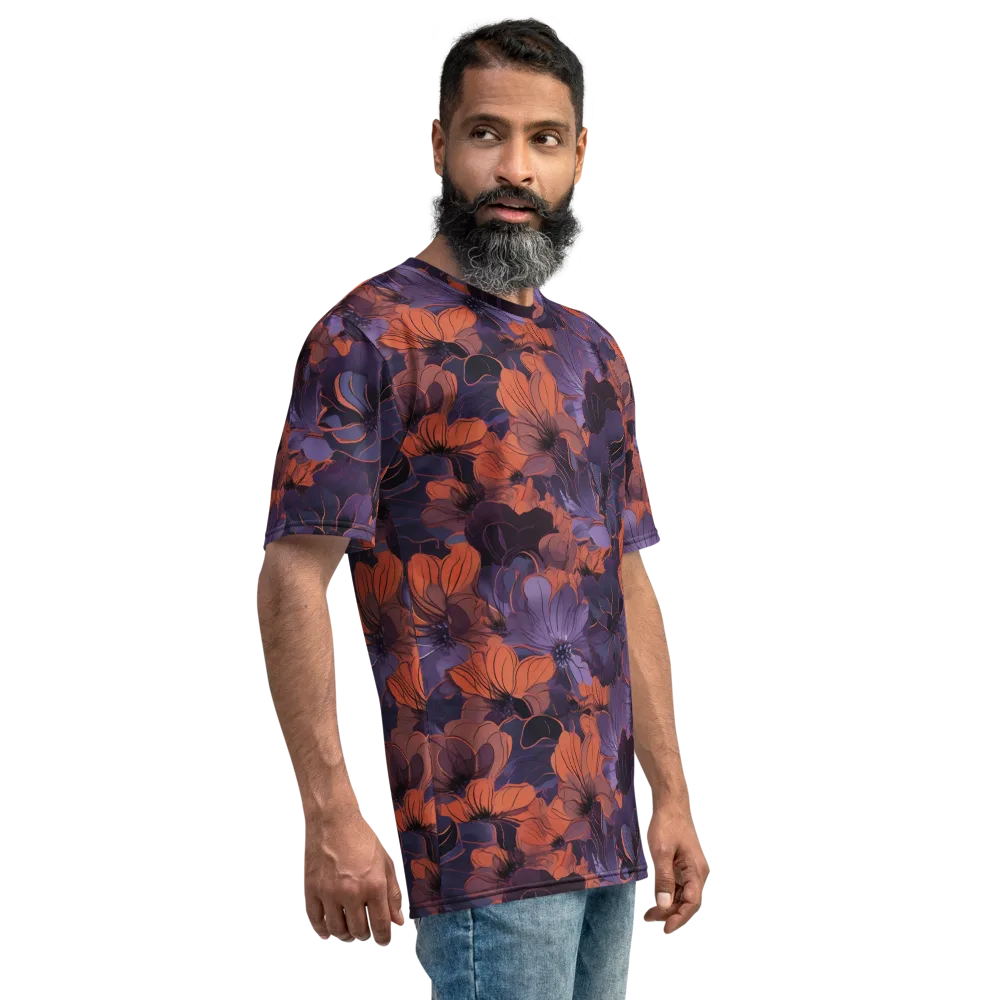 Burnt Violet Bloom on Men's Crew Neck T-Shirt — Right