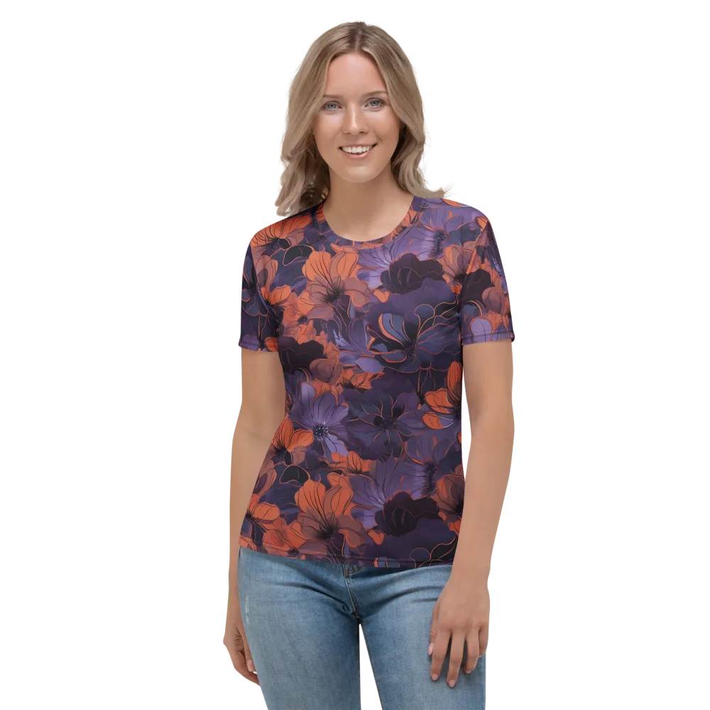 Burnt Violet Bloom on Women's Crew Neck T-Shirt — Front