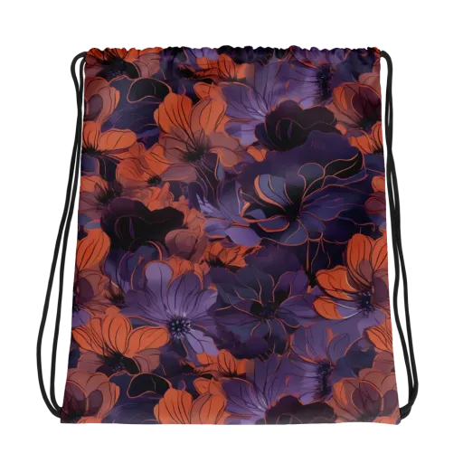 Burnt Violet Bloom on a Drawstring Bag