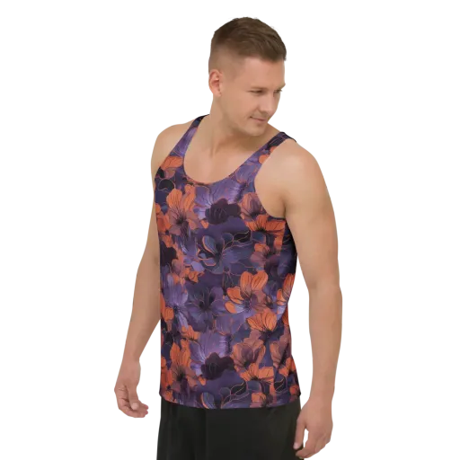 Burnt Violet Bloom on a Men's Tank Top