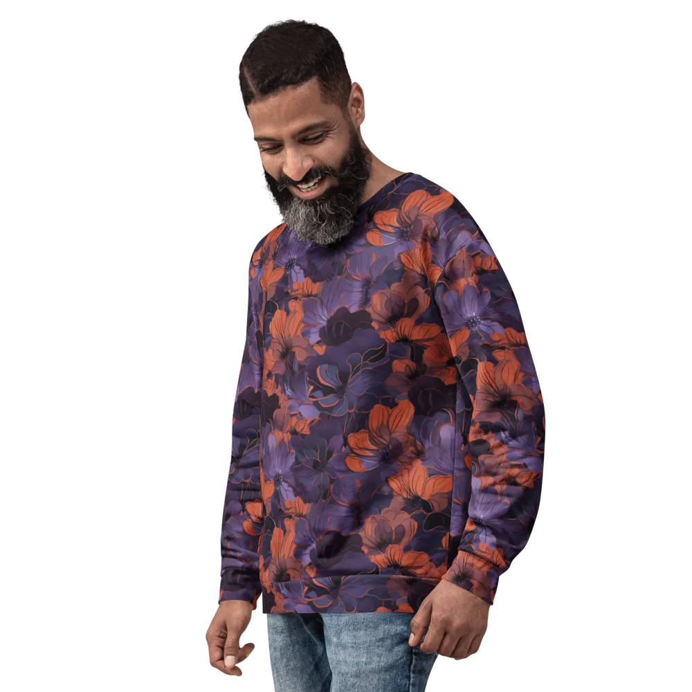 Burnt Violet Bloom on Sweatshirt — Left Front