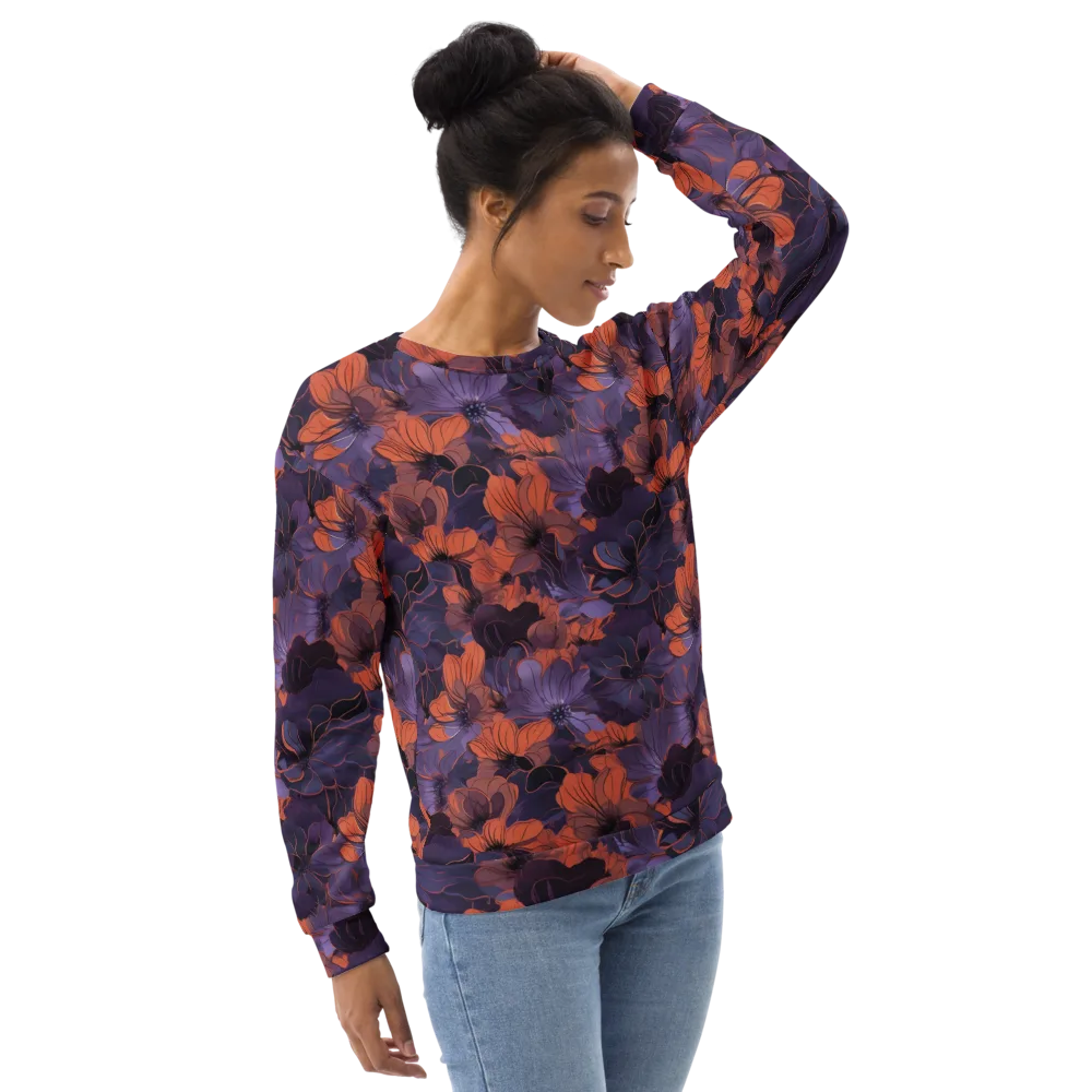 Burnt Violet Bloom on Sweatshirt — Right Front