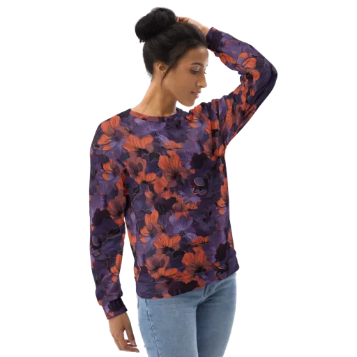 Burnt Violet Bloom on a Sweatshirt