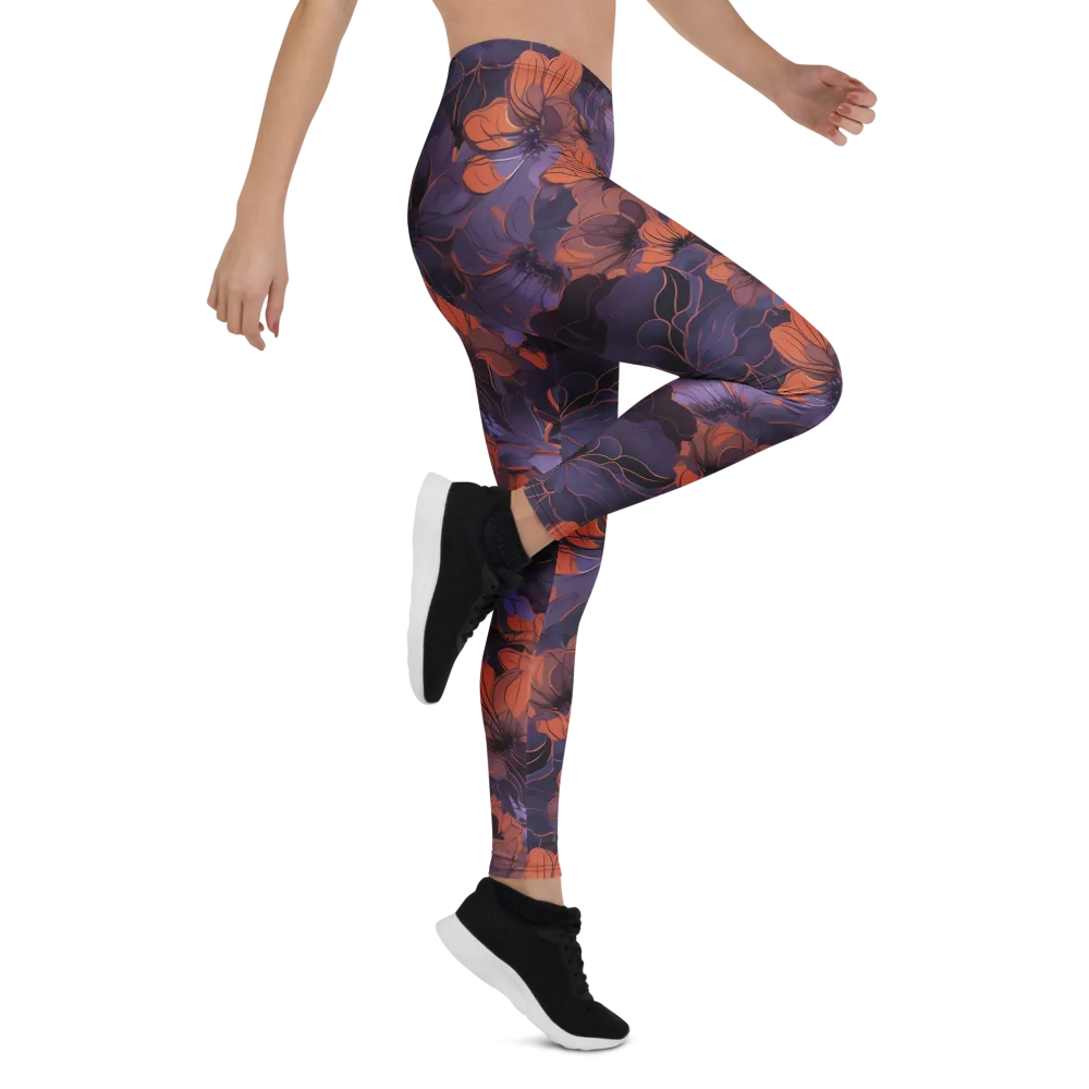 Burnt Violet Bloom on Leggings — Right