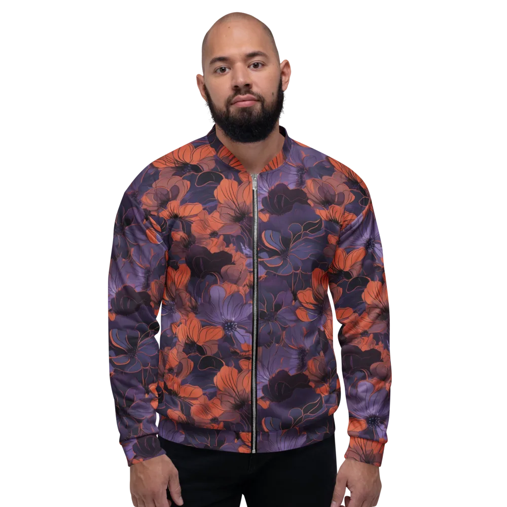 Burnt Violet Bloom on Bomber Jacket — Front