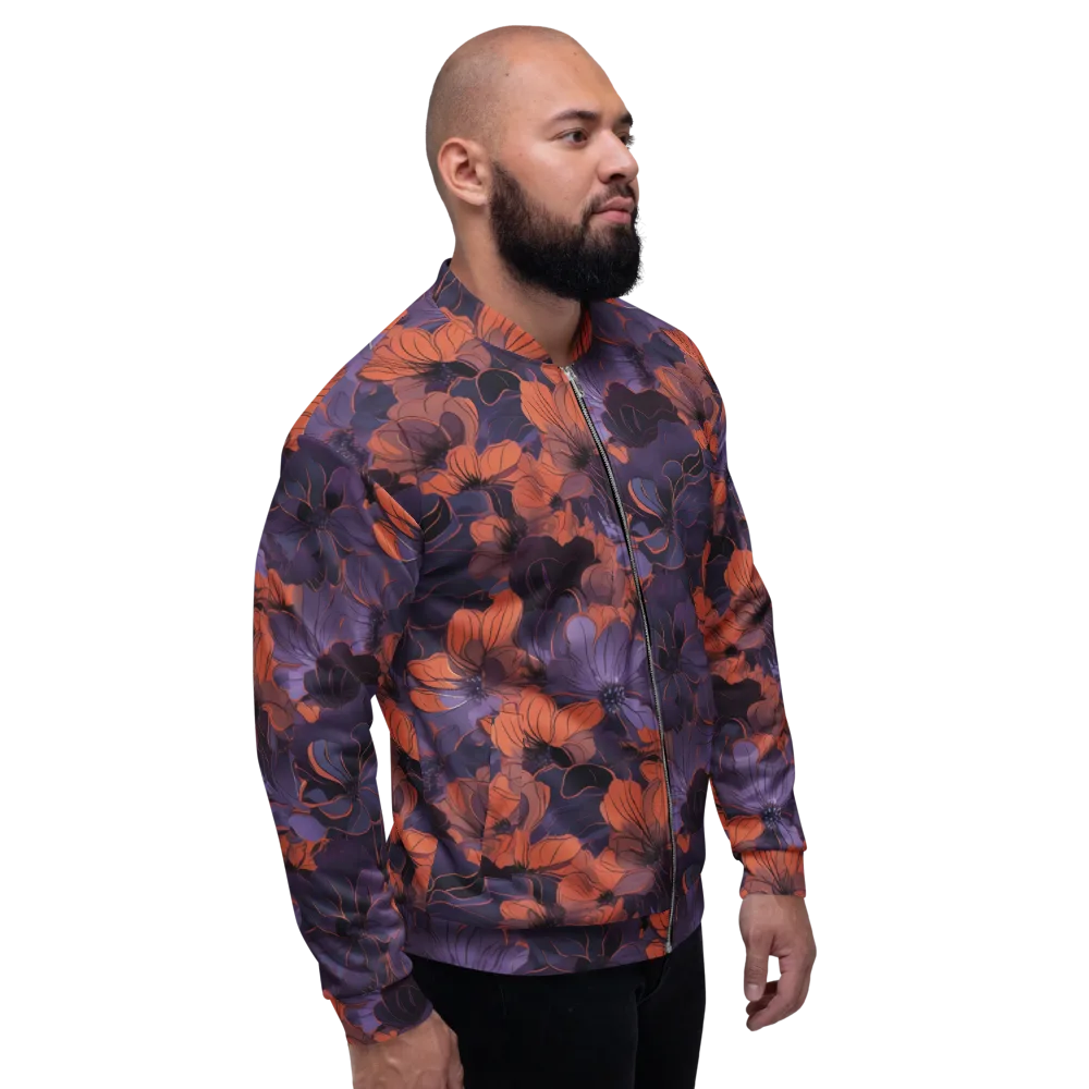 Burnt Violet Bloom on Bomber Jacket — Right