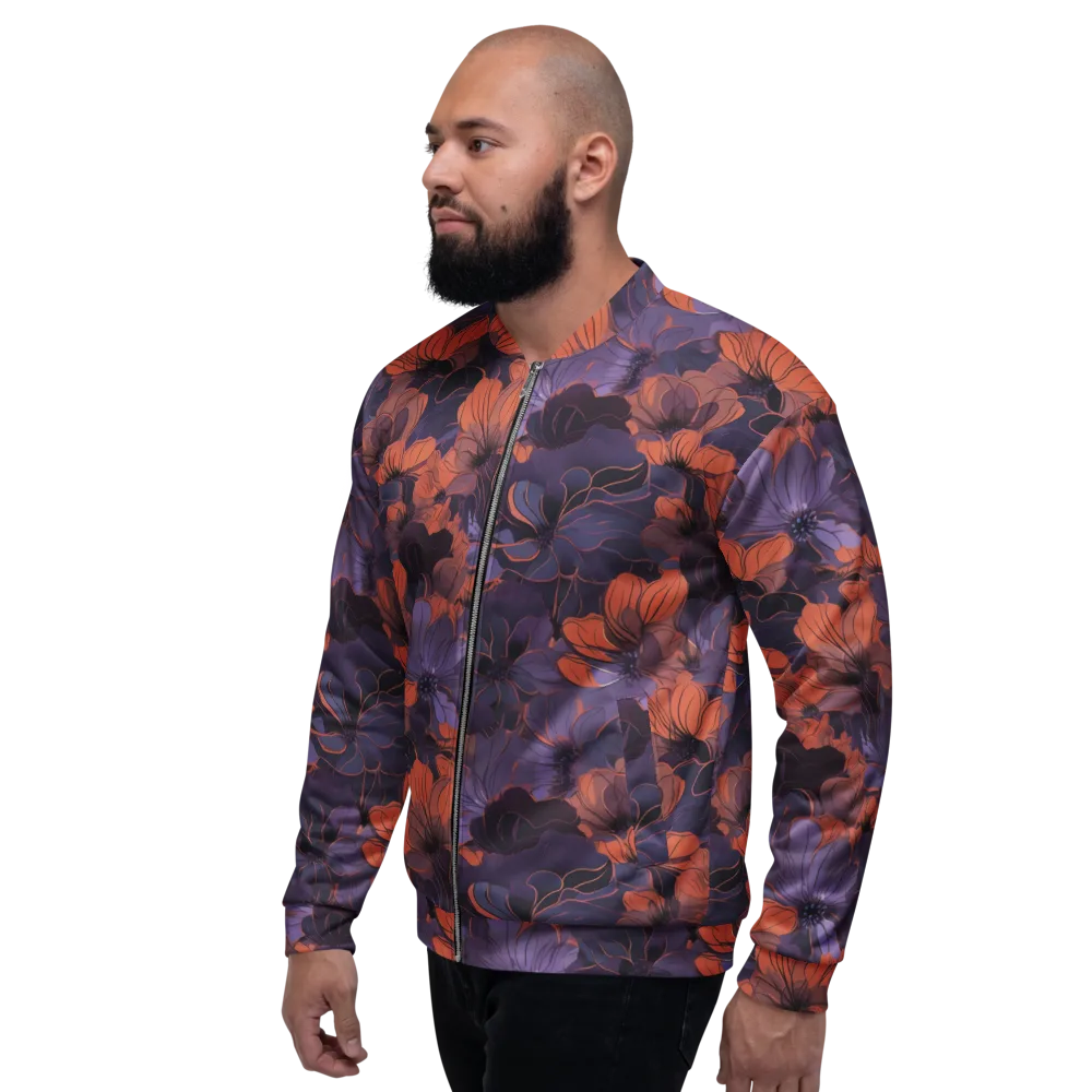Burnt Violet Bloom on Bomber Jacket — Left