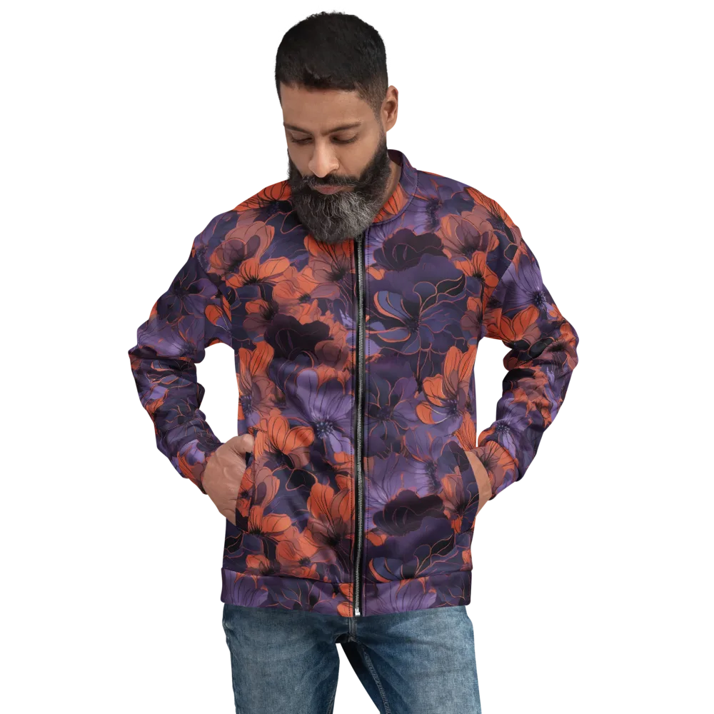 Burnt Violet Bloom on Bomber Jacket — Front