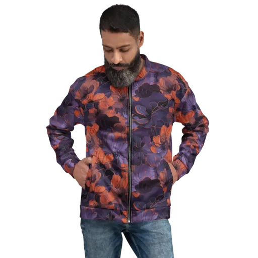 Burnt Violet Bloom on a Bomber Jacket