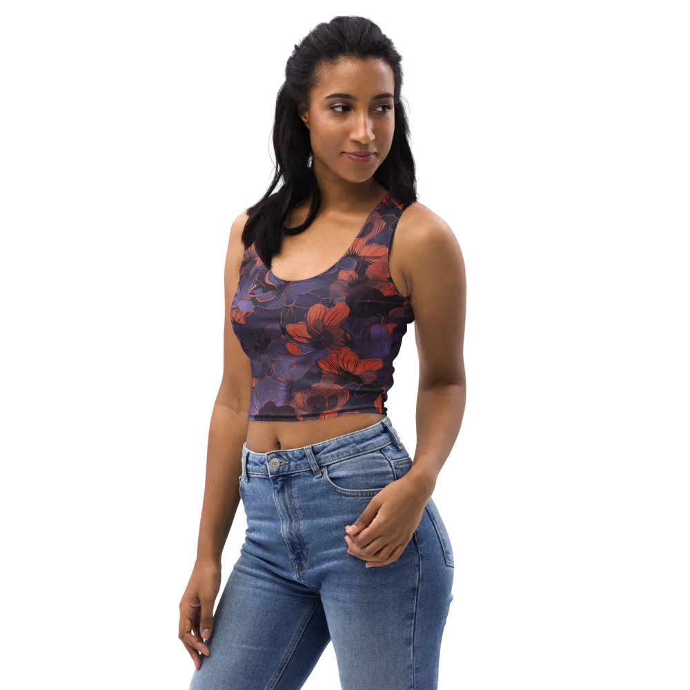 Burnt Violet Bloom on Crop Top — Left Front