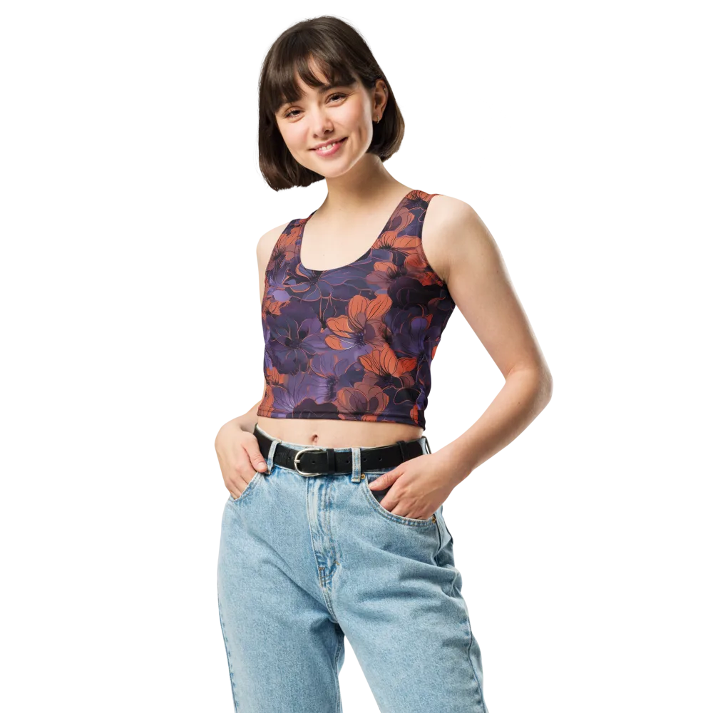 Burnt Violet Bloom on Crop Top — Front