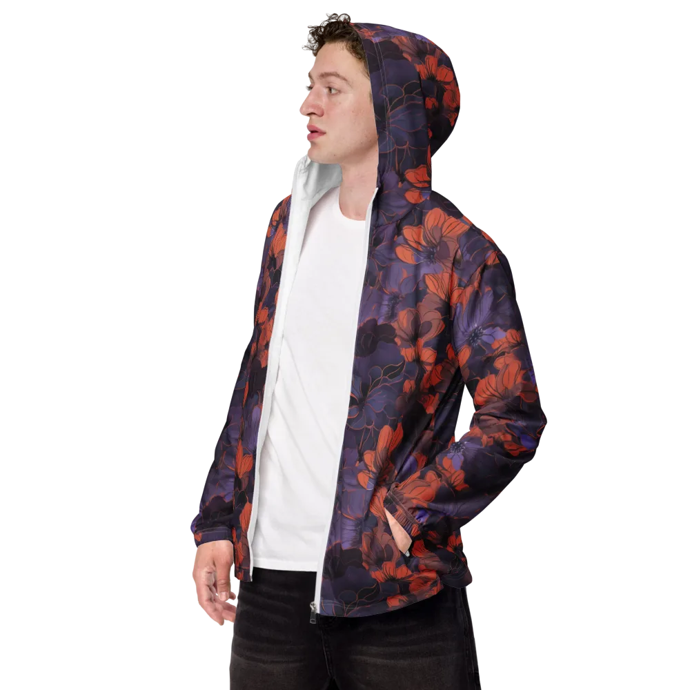 Burnt Violet Bloom on Men's Windbreaker — Left Front