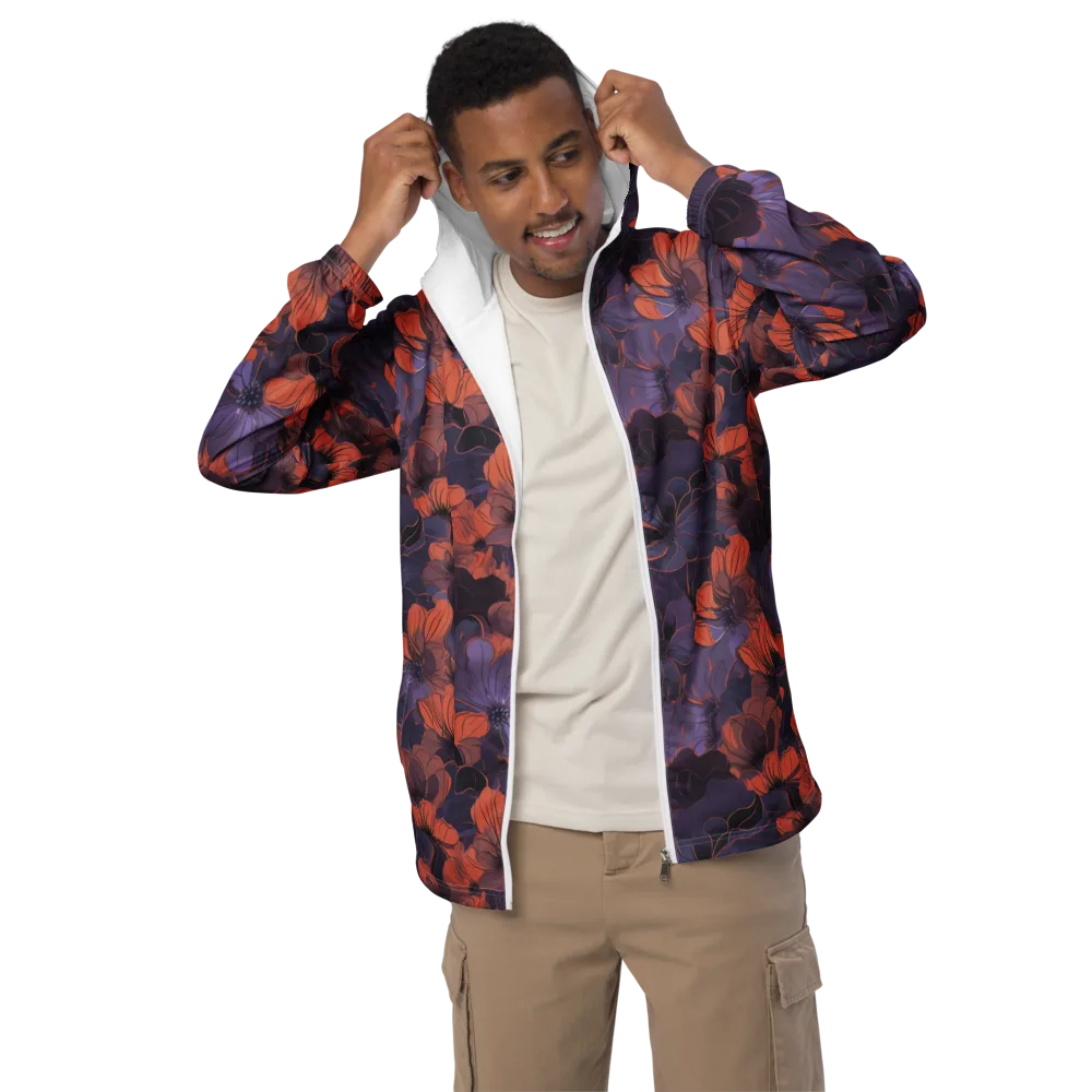 Burnt Violet Bloom on Men's Windbreaker — Front