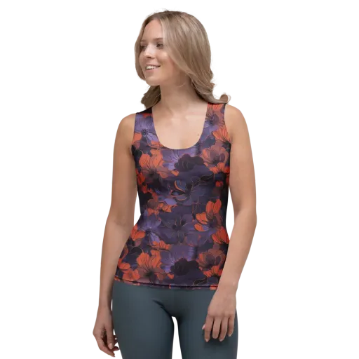 Burnt Violet Bloom on a Women's Tank Top
