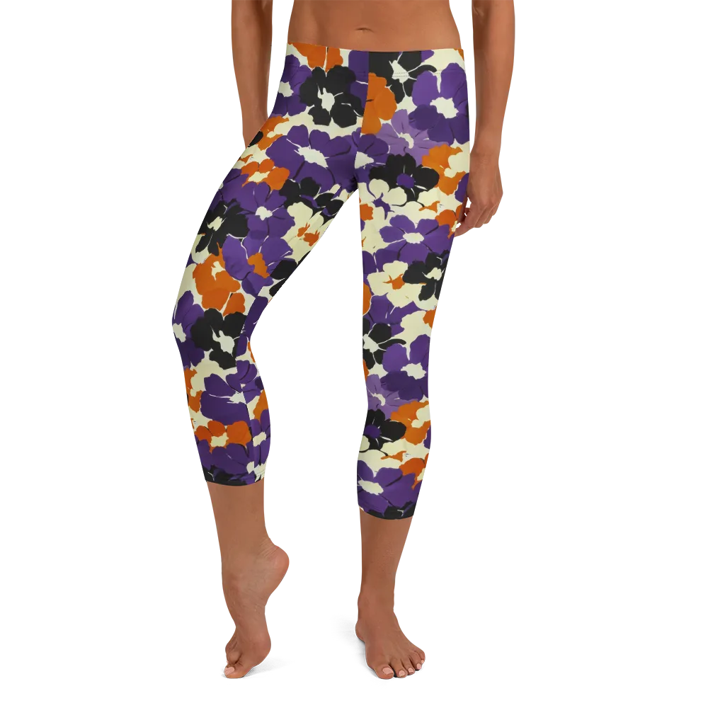 Violet Ember Bloom on Capri Leggings — Front