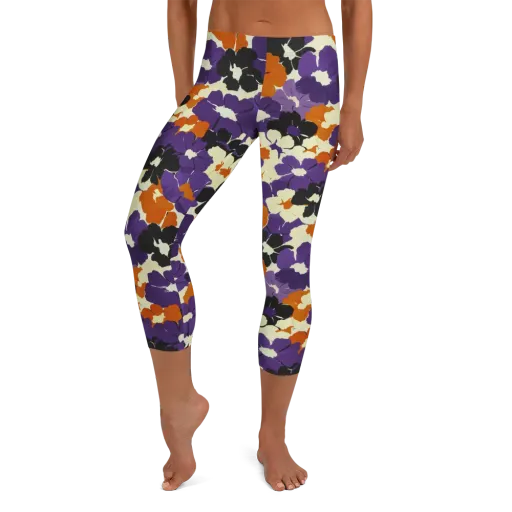 Violet Ember Bloom on a Capri Leggings