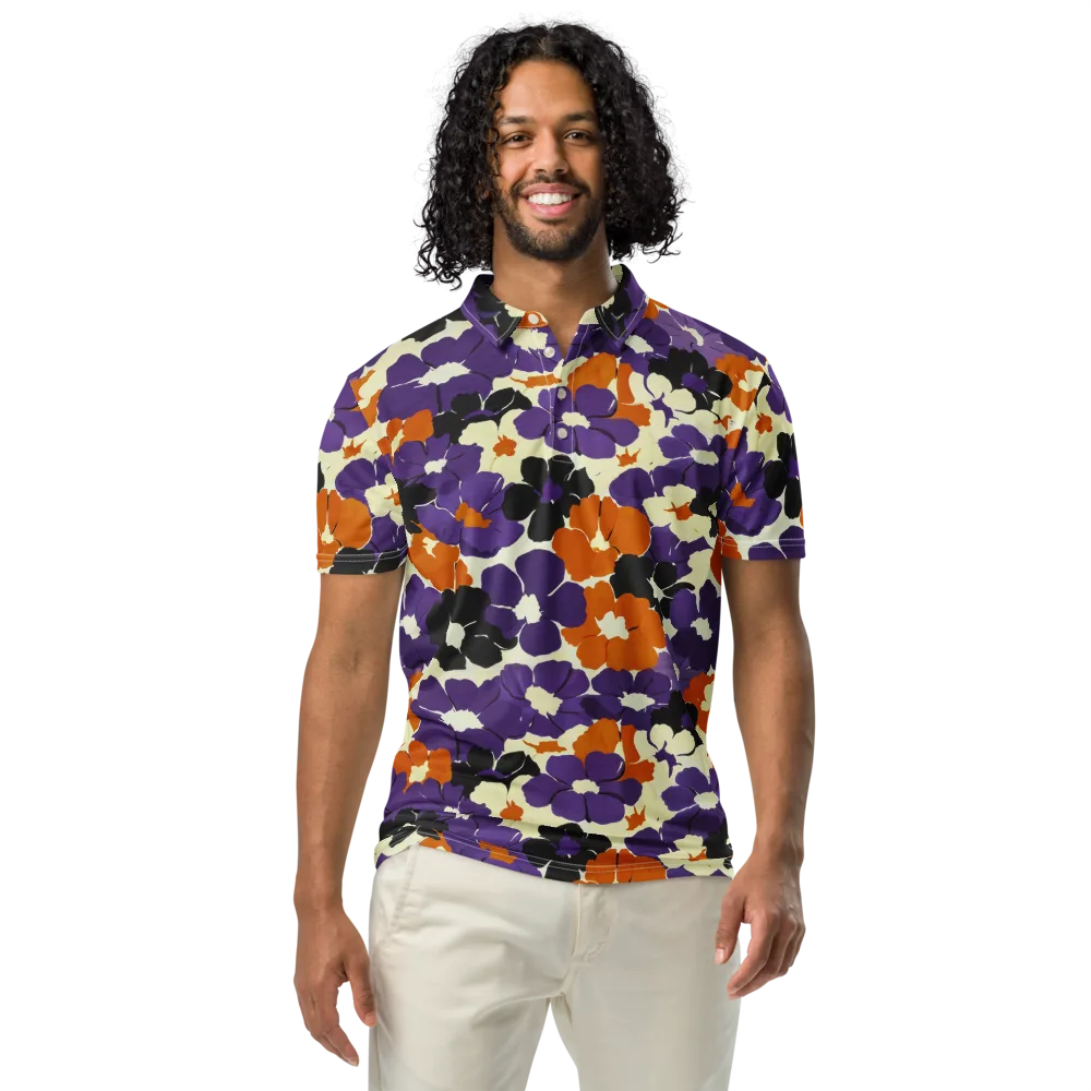 Violet Ember Bloom on Men's Slim Fit Polo Shirt — Front