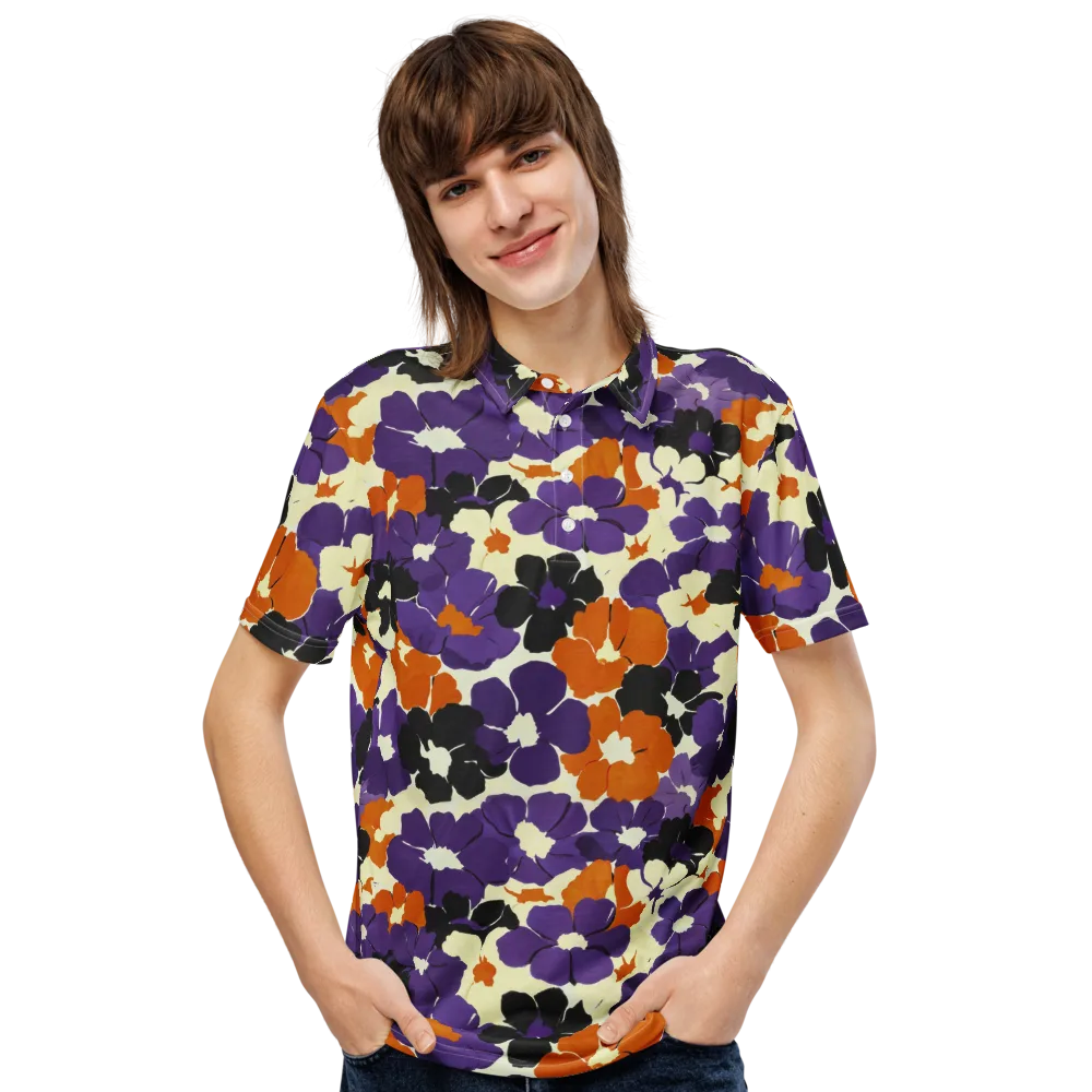 Violet Ember Bloom on Men's Slim Fit Polo Shirt — Front
