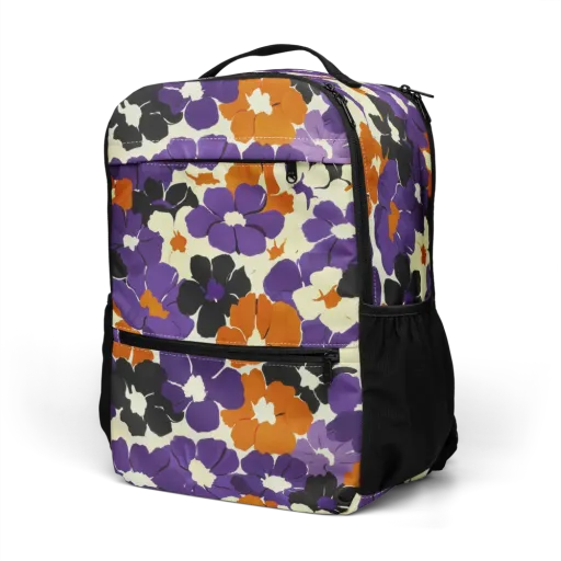Violet Ember Bloom on a Utility Backpack