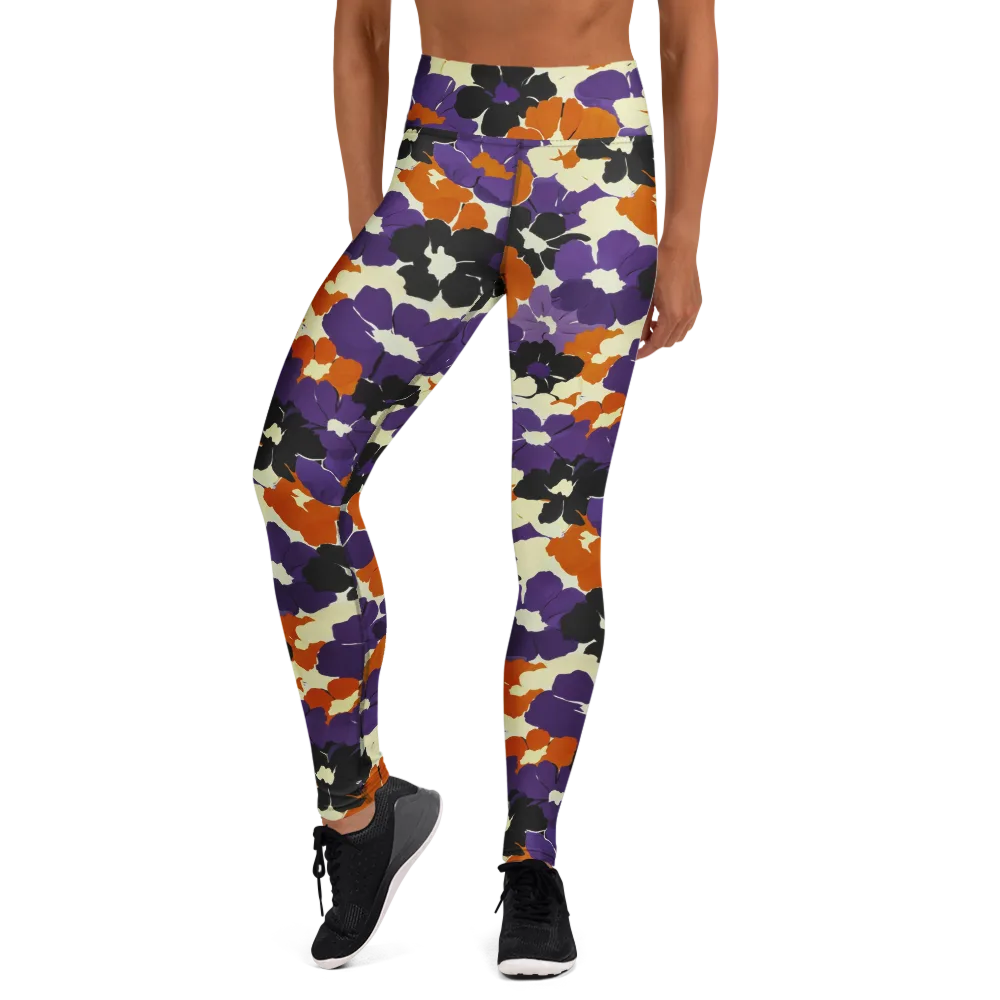 Violet Ember Bloom on Yoga Leggings — Front