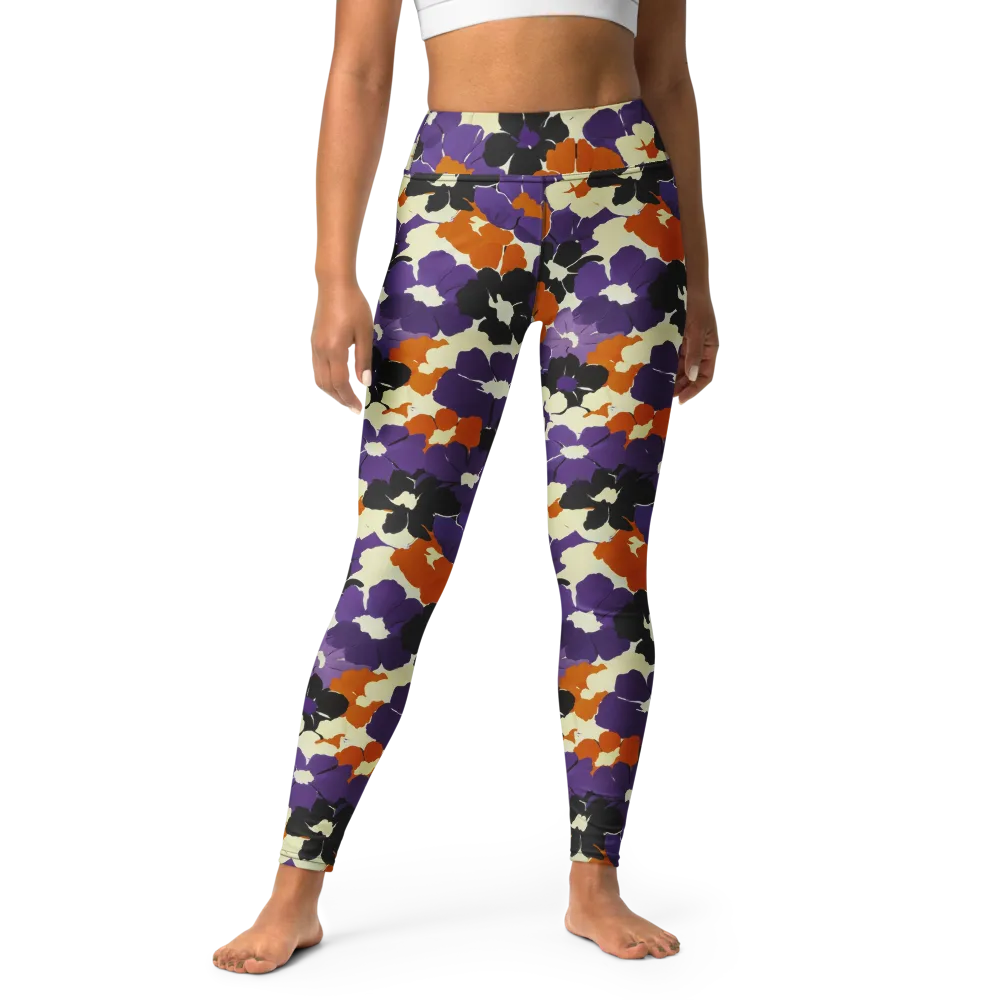 Violet Ember Bloom on Yoga Leggings — Front