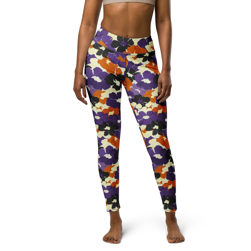 Violet Ember Bloom on Yoga Leggings — Front