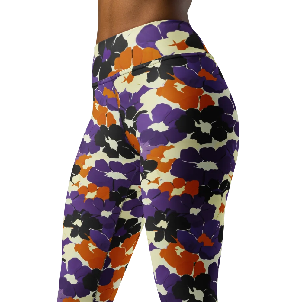 Violet Ember Bloom on Yoga Leggings — Left Front