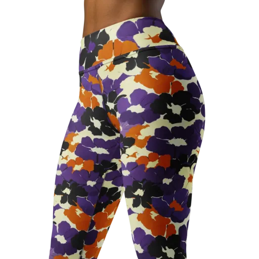 Violet Ember Bloom on a Yoga Leggings