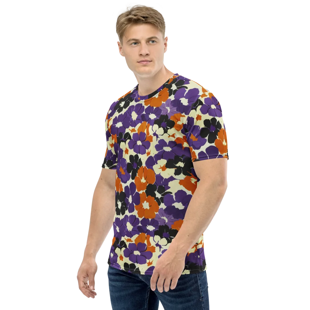 Violet Ember Bloom on Men's Crew Neck T-Shirt — Left
