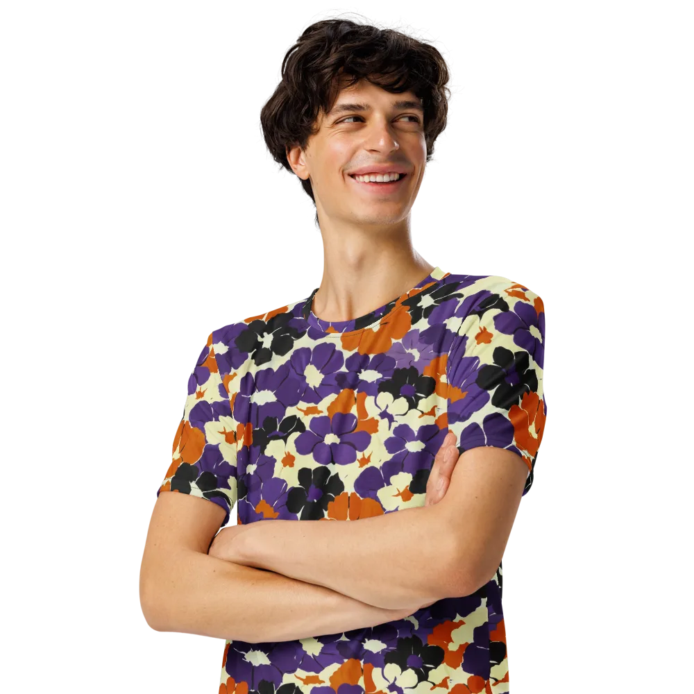 Violet Ember Bloom on Men's Crew Neck T-Shirt — Left Front