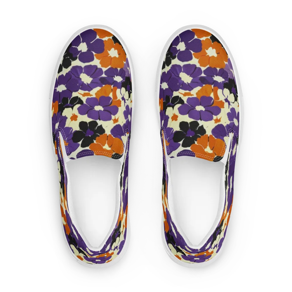 Violet Ember Bloom on Men's Slip-On Canvas Shoes — Front