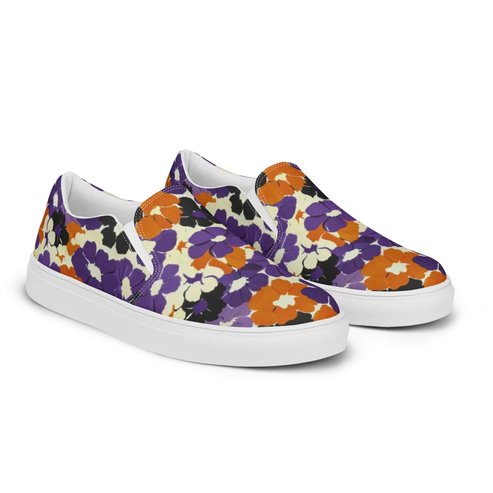 Violet Ember Bloom on Men's Slip-On Canvas Shoes — Right Front