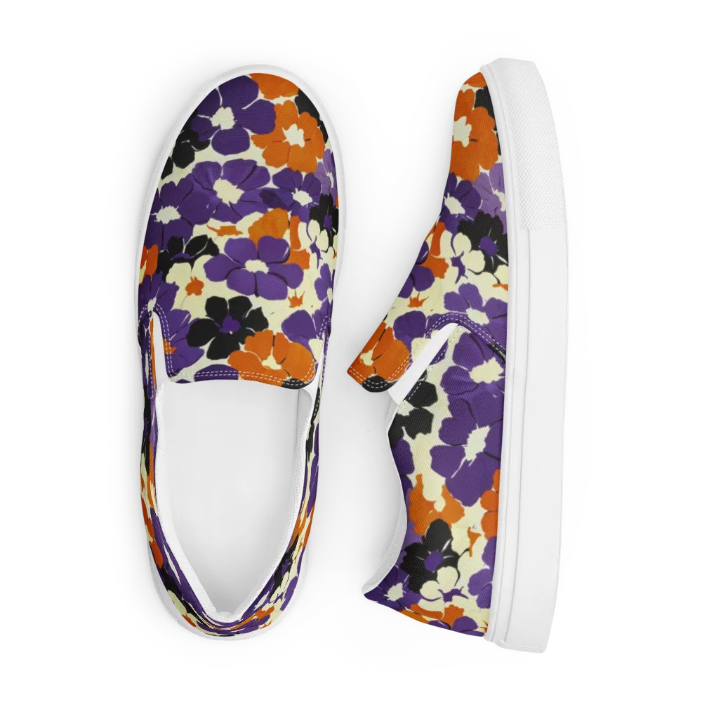 Violet Ember Bloom on Men's Slip-On Canvas Shoes — Front