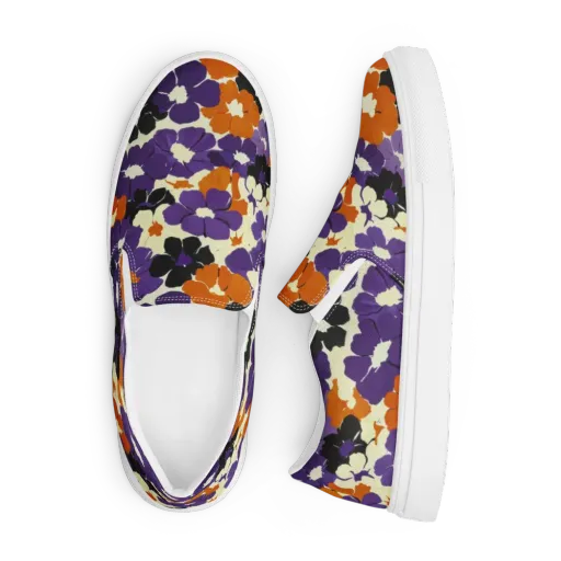 Violet Ember Bloom on a Men's Slip-On Canvas Shoes