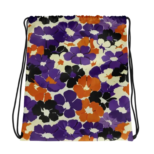 Violet Ember Bloom on a Drawstring Bag
