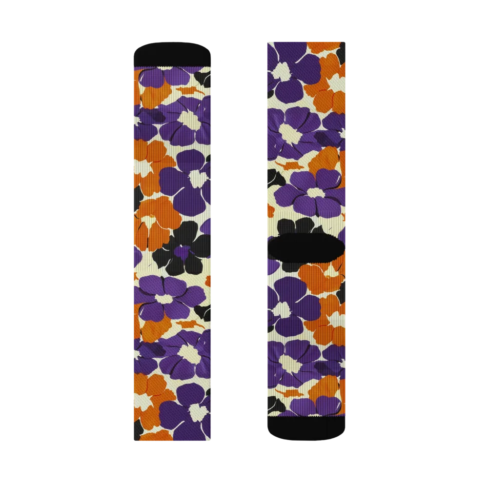 Violet Ember Bloom on Socks — Left Sock