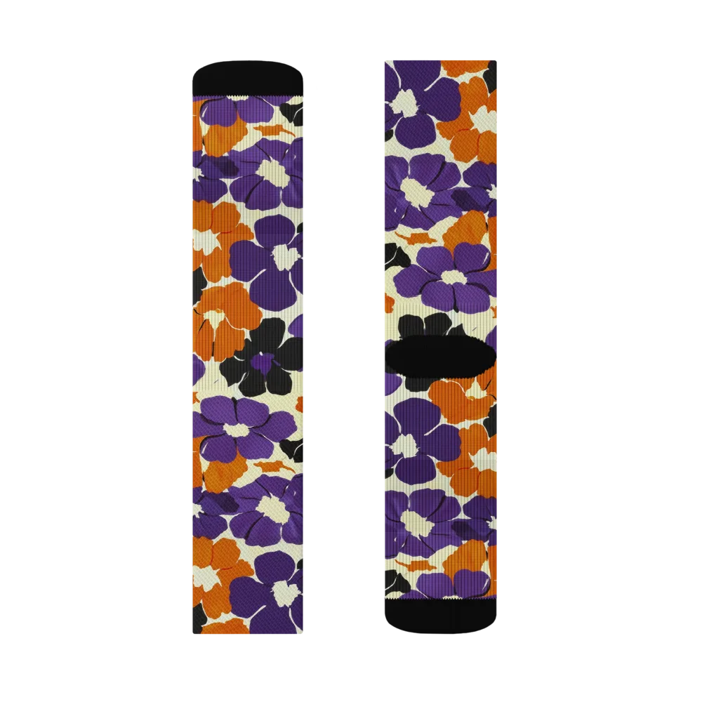 Violet Ember Bloom on Socks — Right Sock
