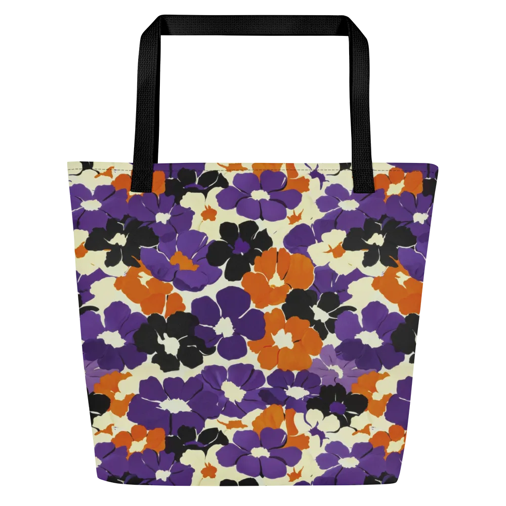 Violet Ember Bloom on Large Tote Bag W/ Pocket — Front