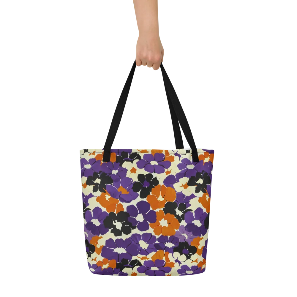 Violet Ember Bloom on Large Tote Bag W/ Pocket — Front