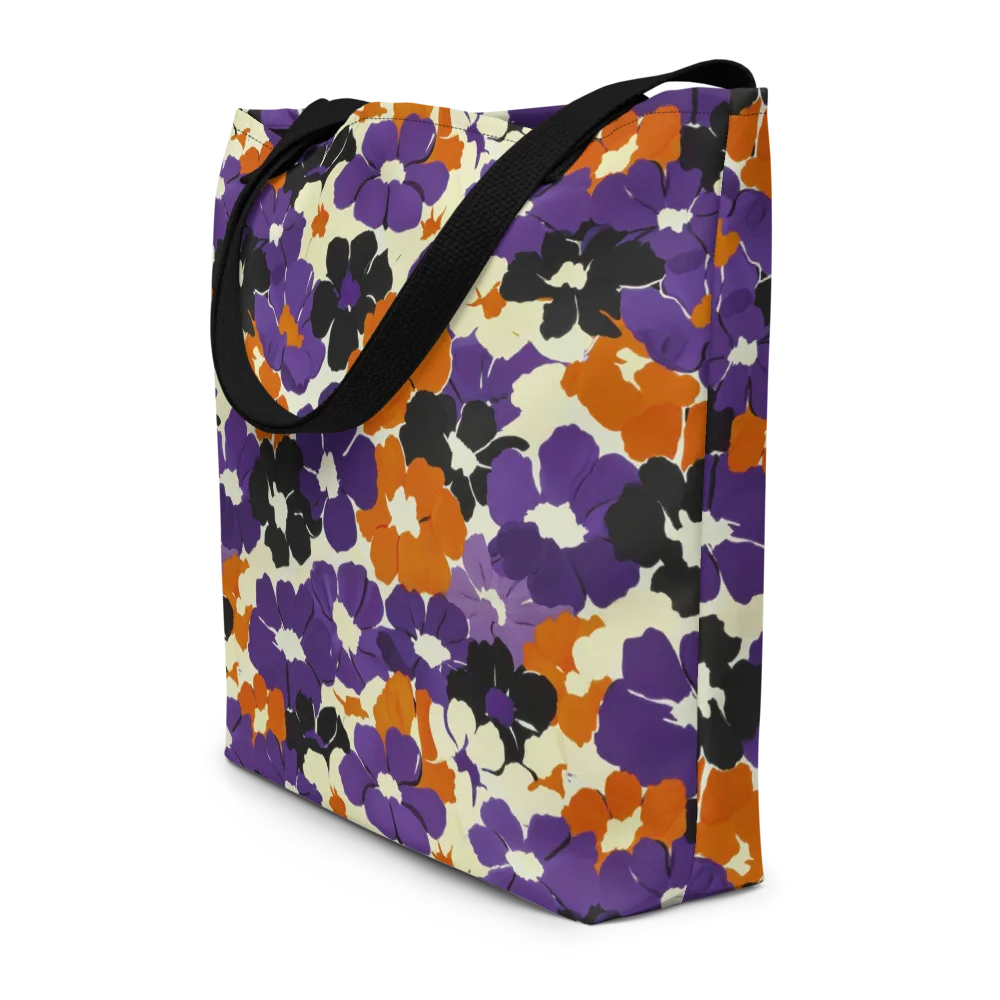 Violet Ember Bloom on Large Tote Bag W/ Pocket — Front