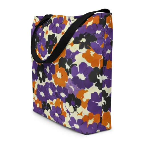 Violet Ember Bloom on a Large Tote Bag W/ Pocket