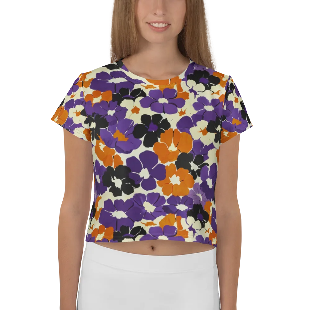 Violet Ember Bloom on Crop Tee — Front