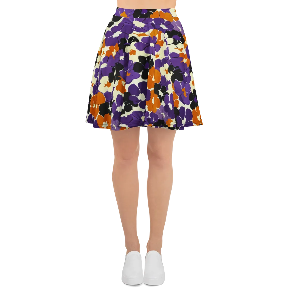 Violet Ember Bloom on Skater Skirt — Front