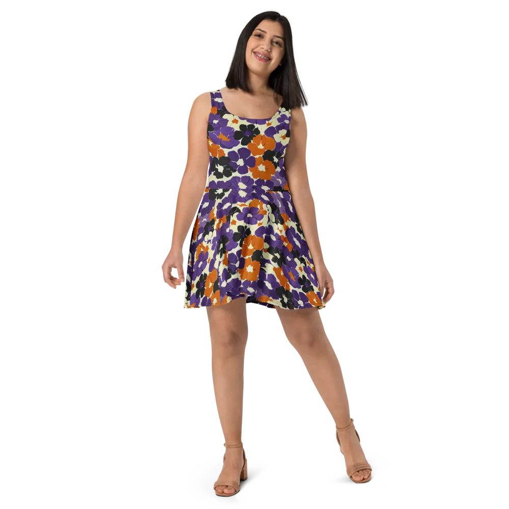 Violet Ember Bloom on Skater Dress — Front