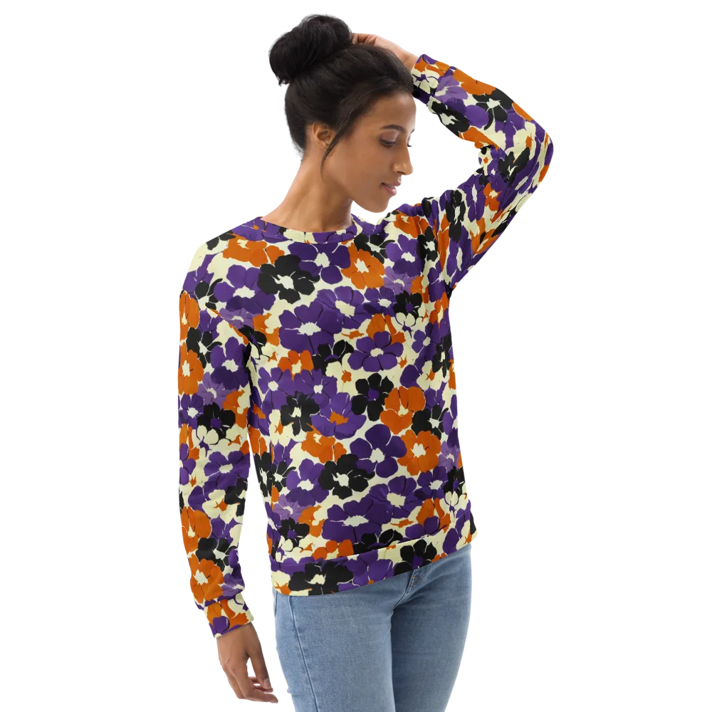 Violet Ember Bloom on Sweatshirt — Right Front